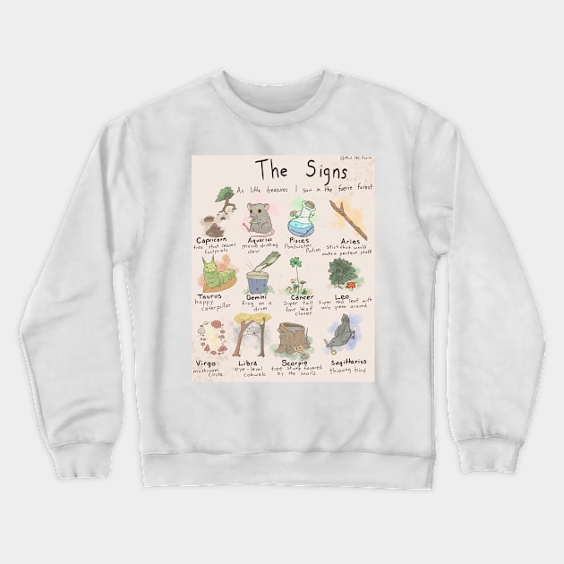 Astrological Signs as forest treasures Crewneck Sweatshirt by KaijuCupcakes